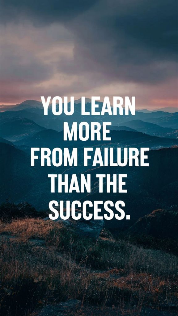An inspirational poster with the saying "You learn more from failure than from success".