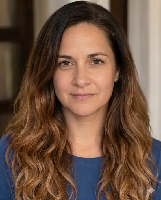 Create a realistic portrait using the uploaded photo, keeping the same face and skin tone unchanged. Change only the hair to long, soft waves with an ombre color that fades from a dark brown root down to a warm light-brown end. The person faces the camera with a calm, natural expression. Shoot at eye level with soft, warm lighting and a blurred neutral background. Maintain photorealistic hair detail and keep facial features identical. Use aspect ratio 4:5.