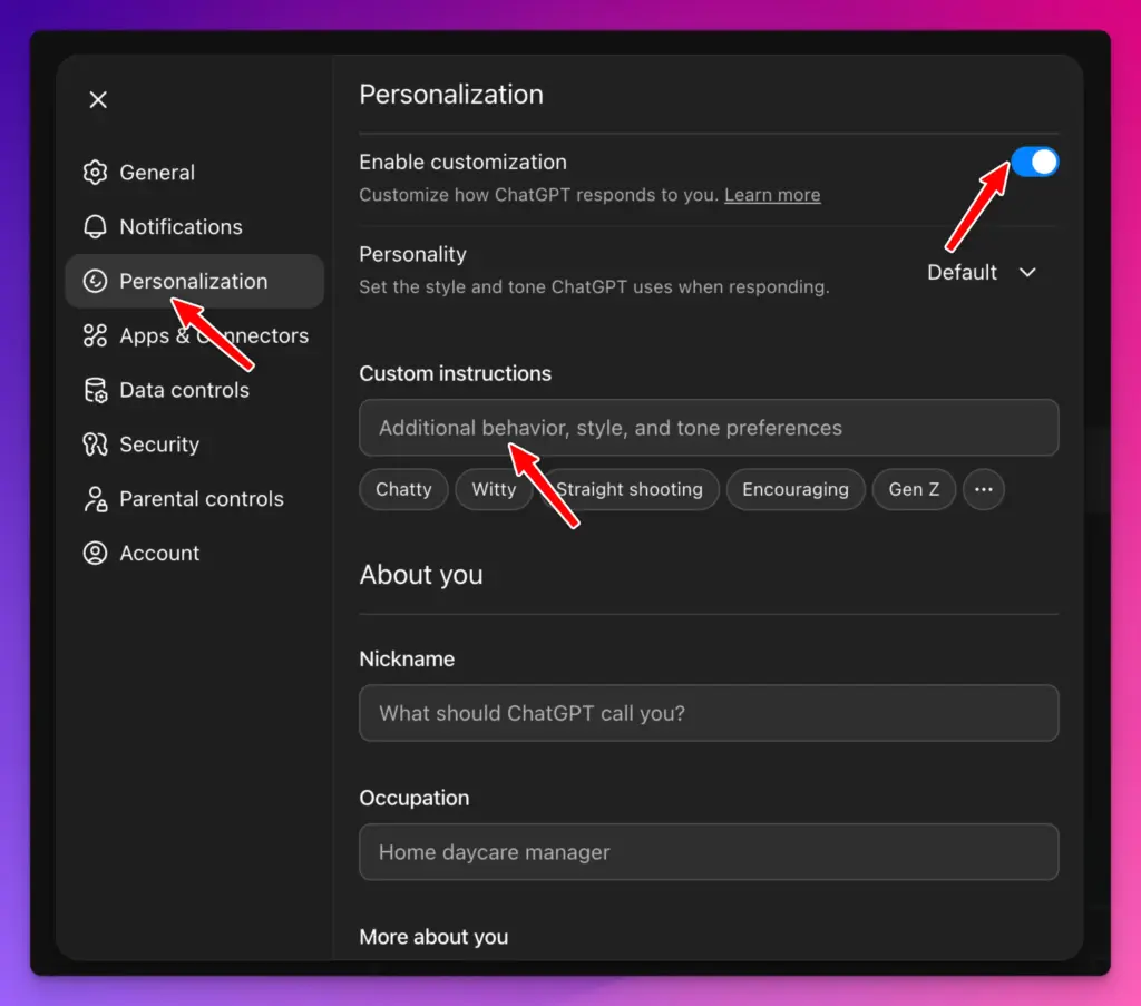 chatgpt custom instructions