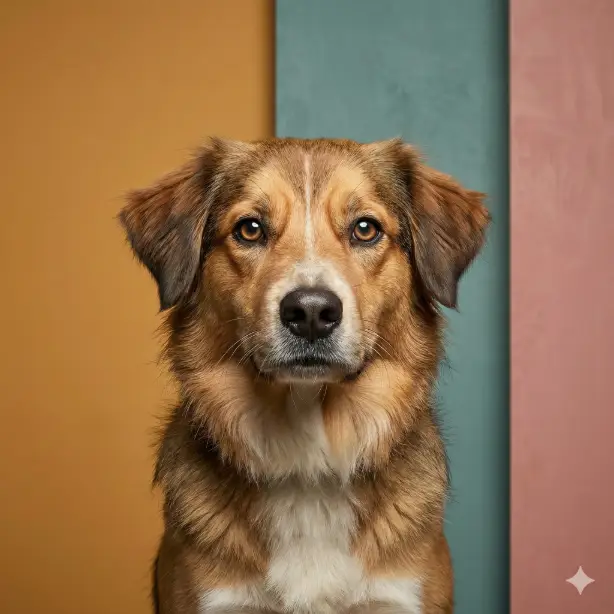 Create a polished magazine cover style portrait using the uploaded pet photo as the main subject. Frame the pet confidently in the center with strong eye contact. Use a trendy studio background with complementary colors. Professional lighting, clean composition, sharp details, editorial pet photography style. No text or logos. Use aspect ratio 1:1.