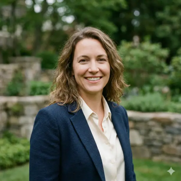 Create a realistic LinkedIn profile photo of a professional person with a relaxed yet polished appearance, shown from the shoulders up. Use natural outdoor shade or diffused daylight for soft, even lighting. The background should be minimal and lightly blurred, keeping focus on the face. Maintain sharp clarity, realistic skin texture, professional styling, and a square 1:1 aspect ratio.