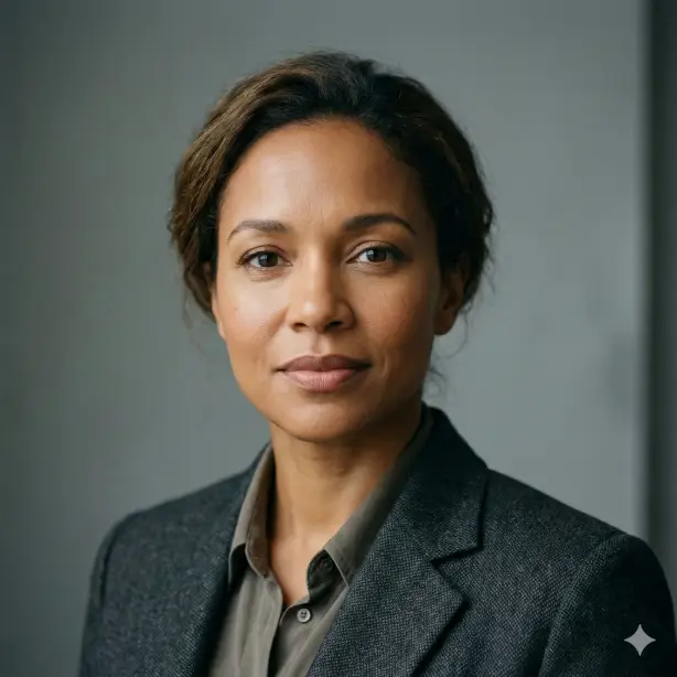 Create a realistic LinkedIn profile photo of a professional conveying calm leadership and trust, shown from the shoulders up. Use soft studio lighting with smooth gradients and controlled contrast. Place the subject against a neutral background with subtle depth. Maintain natural skin texture, professional styling, a composed expression, and a square 1:1 crop suitable for LinkedIn.