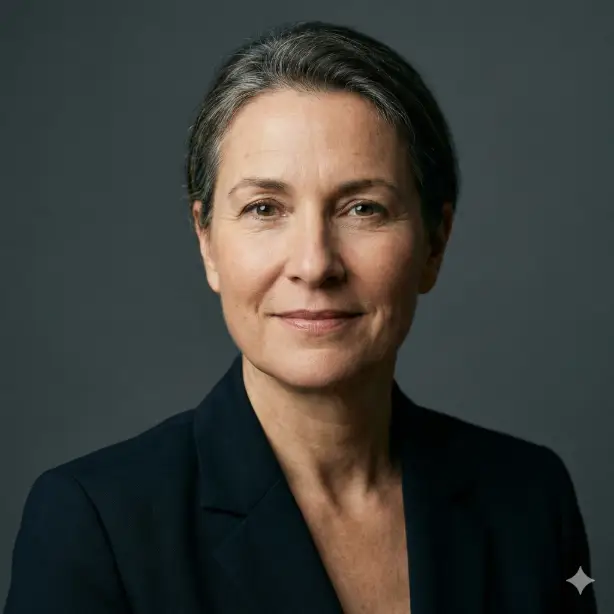 Create a realistic LinkedIn profile photo of an experienced professional conveying leadership and credibility, captured in a head-and-shoulders composition. Use controlled studio lighting with soft highlights and balanced shadows. The background should be simple and neutral, slightly darker to enhance contrast. Maintain a calm, confident expression, natural skin texture, high realism, and a clean square aspect ratio.