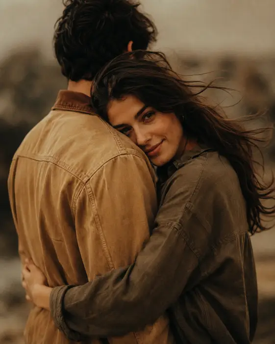 Windswept Embrace in Sepia Tones