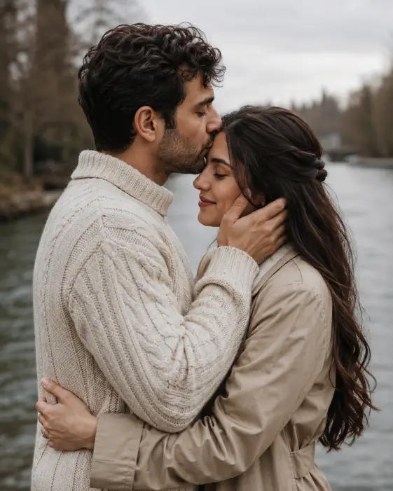 Forehead Kiss by the River