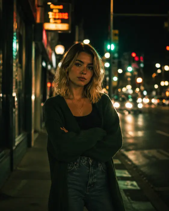 Neon Street at Night