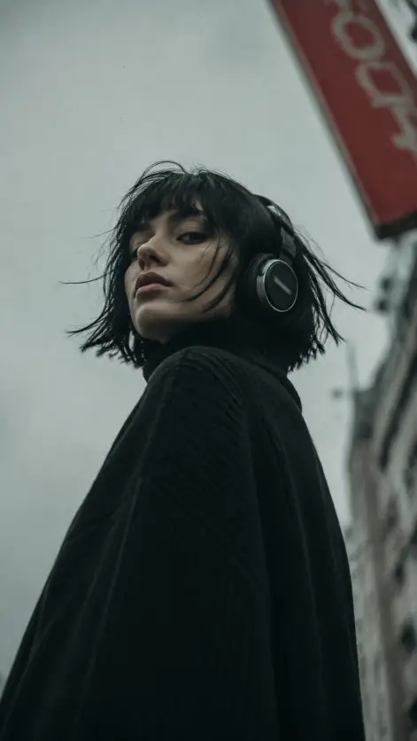 Overcast Street with Headphones