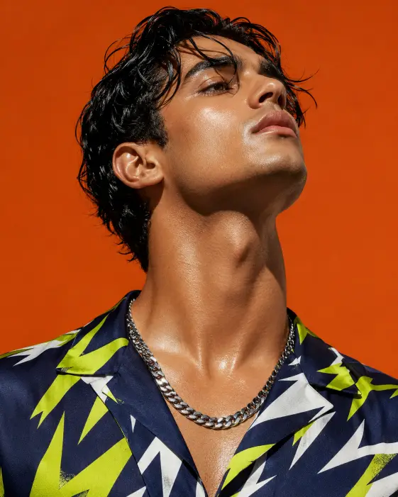 7. Orange Backdrop Beauty Angle