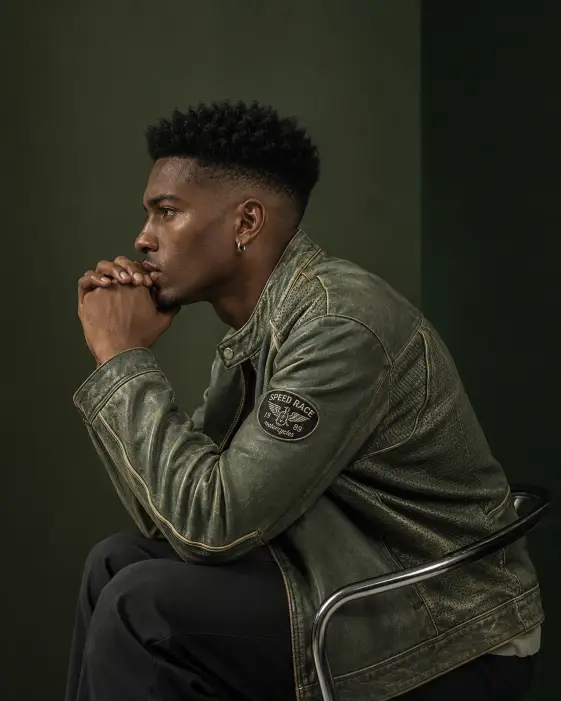 8. Green Leather Jacket Profile