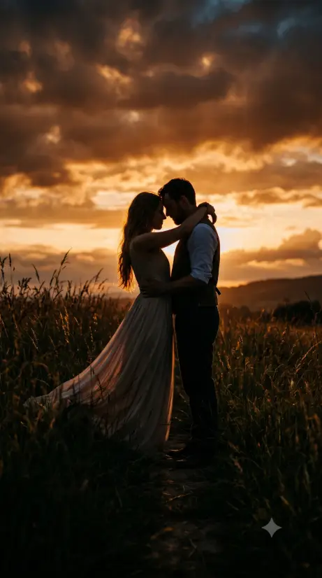 Golden Hour Silhouette in an Open Field