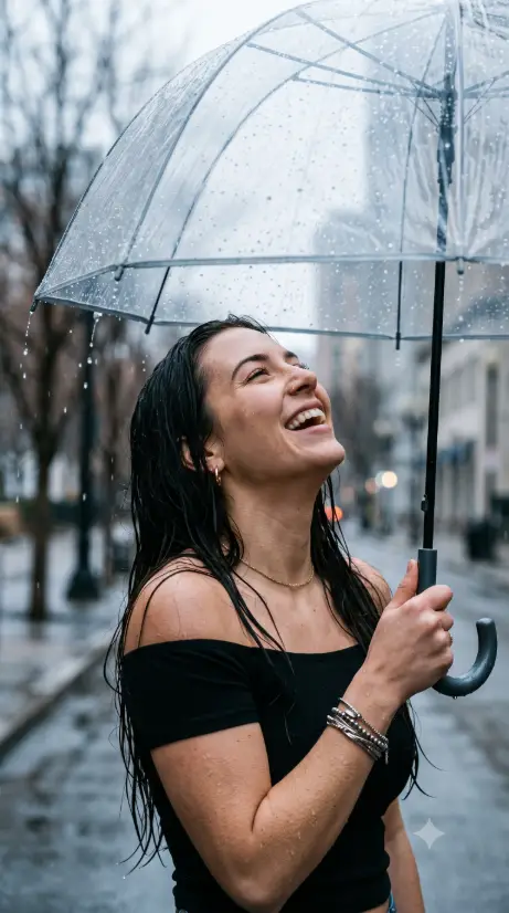2. Laughing Under a Transparent Umbrella