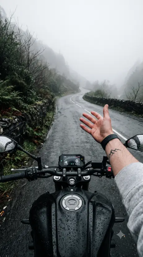 8. Rider POV on a Misty Ghat Road
