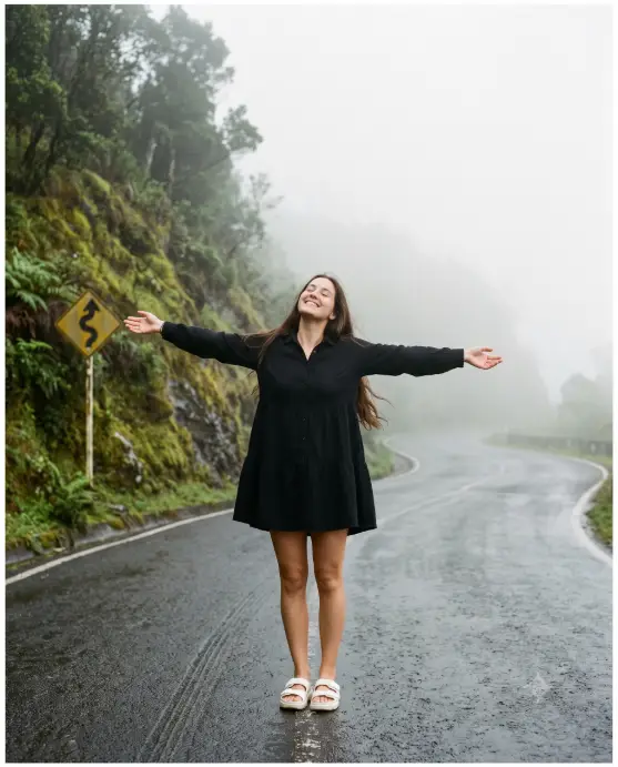9. Foggy Hill Road in a Black Dress