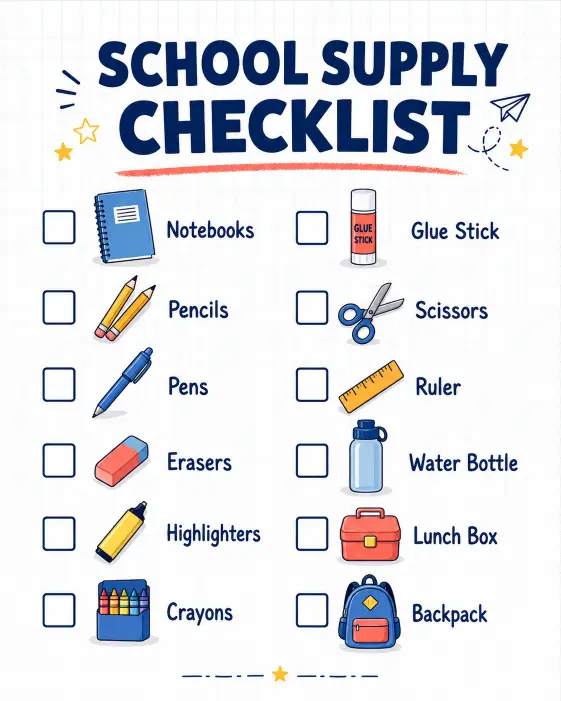 15. School Supply Checklist Poster