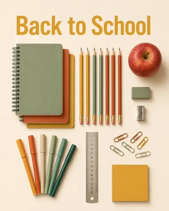 2. Retro School Supplies Flat Lay