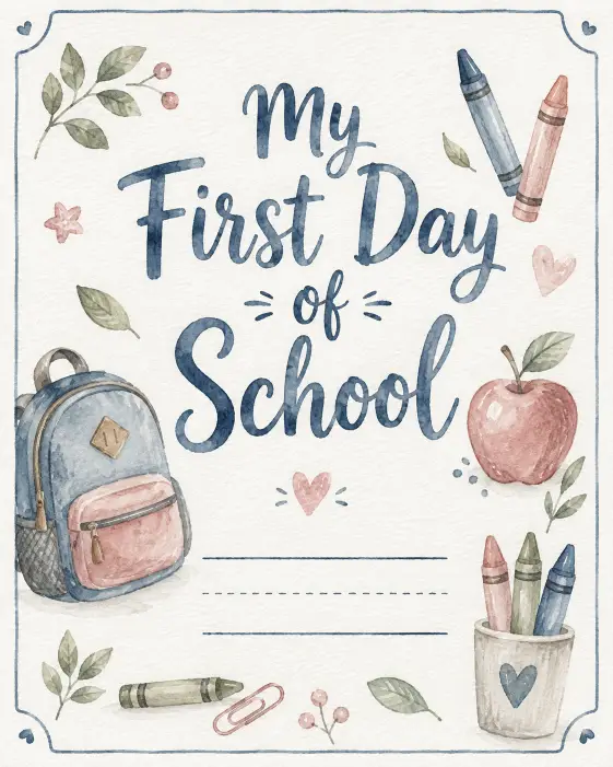 4. Watercolor First Day Sign