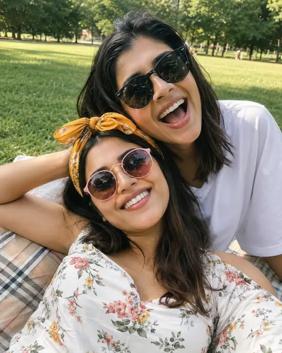 Park Picnic With Sunglasses and a Headscarf