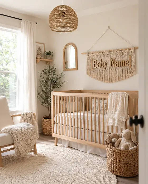 10. Boho Neutral Nursery Corner
