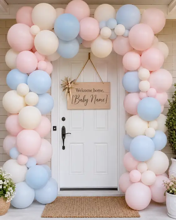 11. Pastel Balloon Welcome Home Frame