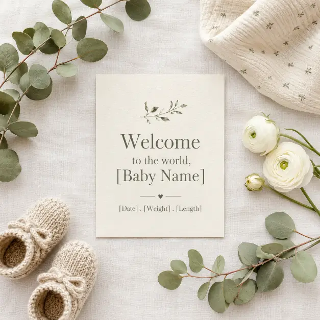 4. Floral Flat Lay Announcement Card