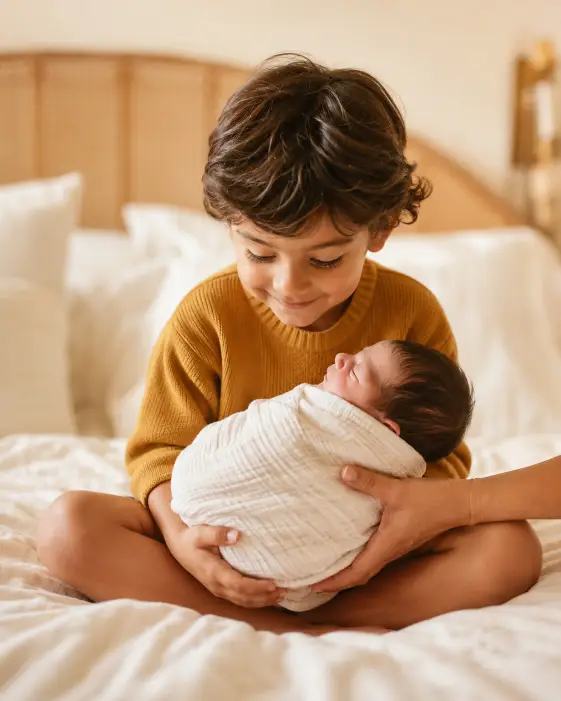 8. Older Sibling Holding the Baby