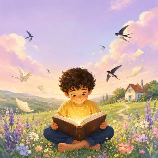 Pastel Digital Cover With a Glowing Book
