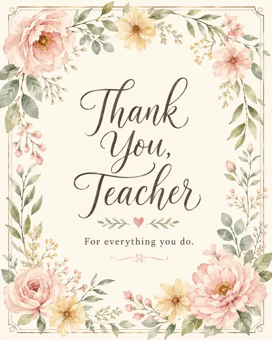 Classic Thank You Card with Florals