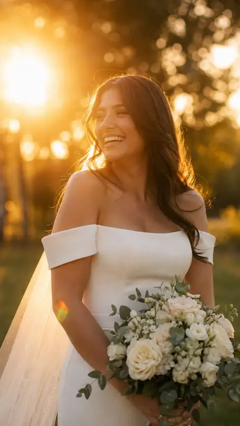 Backlit Bride Laughing in the Sun