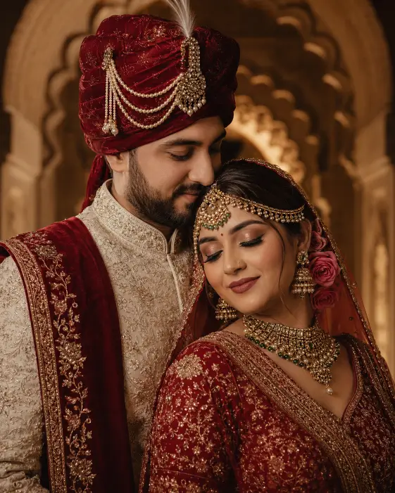 Indian Wedding in Red and Ivory