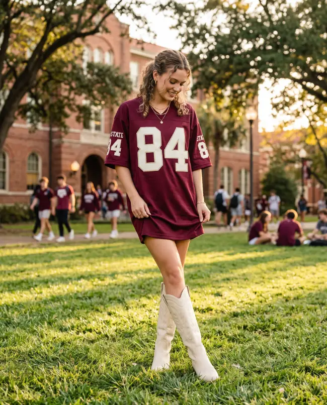 5. Jersey Dress and Cowboy Boots