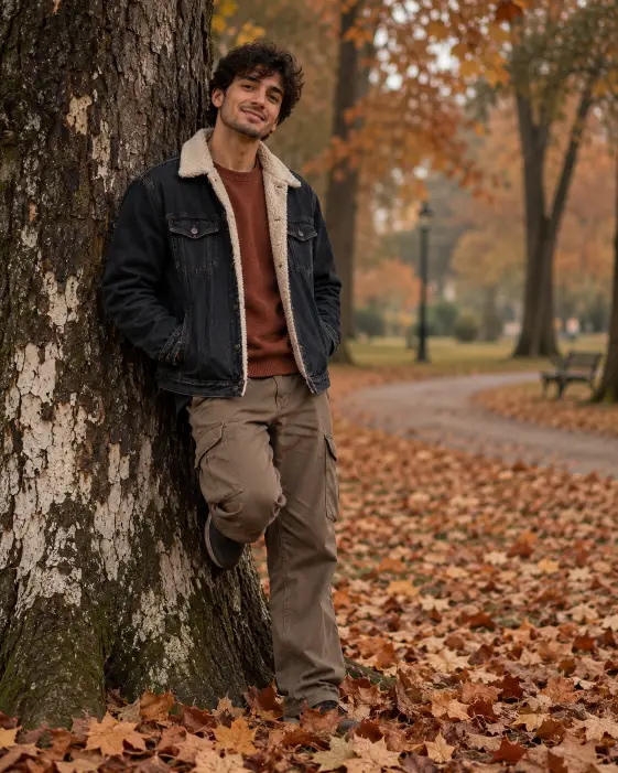 Leaning on an Old Tree in the Woods