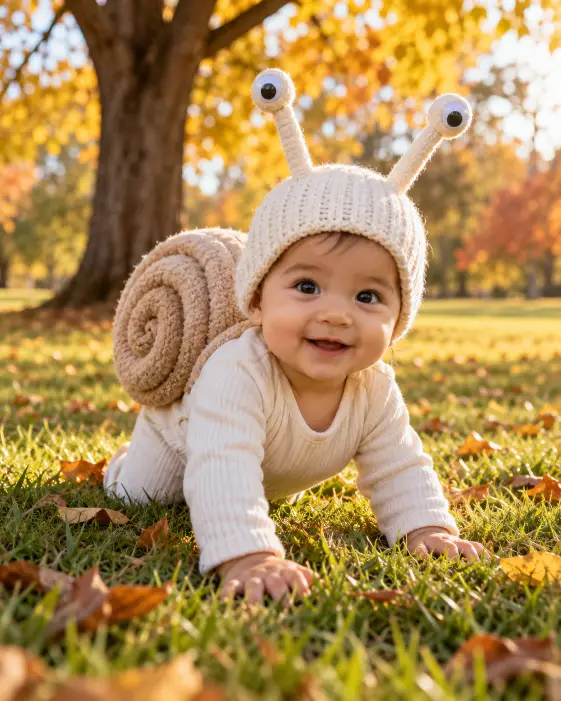 Baby Snail in the Leaves