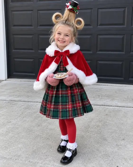 Christmas Village Girl With Tall Hair