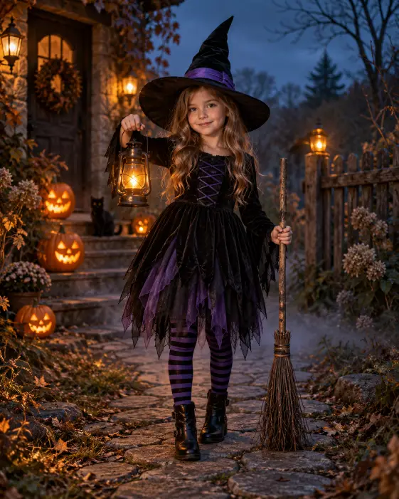 Little Witch With a Glowing Lantern