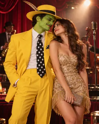 The Green-Faced Mask Man and His Glamour Girl