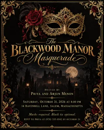 Haunted Manor Masquerade Invitation