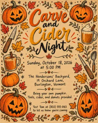 Pumpkin Carving Night Invitation