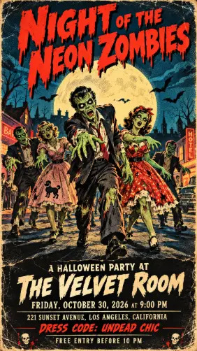 Retro Horror Movie Poster Invitation