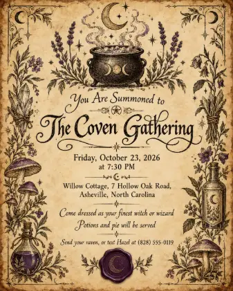 Witch's Coven Parchment Invitation