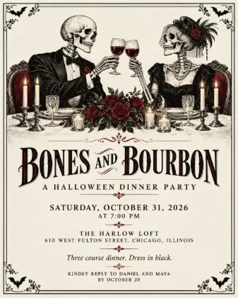 Skeleton Dinner Party Invitation