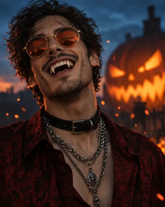 The Grinning Vampire at the Bonfire