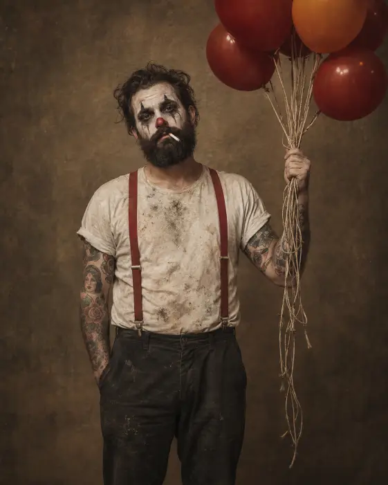 The Tired Clown With Balloons