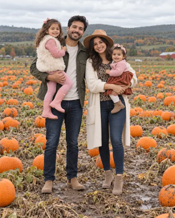 Carrying the Little Ones Through the Pumpkin Field