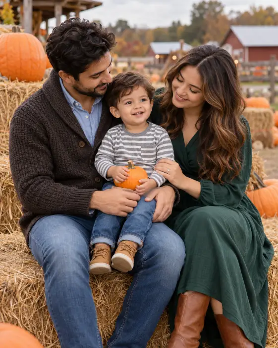 Cozy Hay Bale Moment With a Toddler