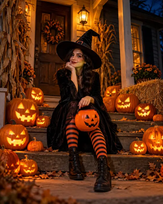 The Witch on the Pumpkin Porch