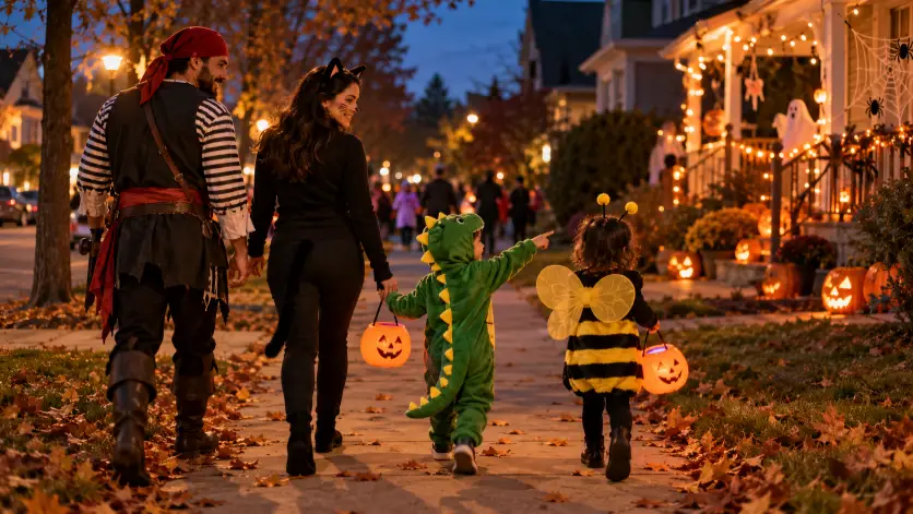 Family Walking the Neighborhood