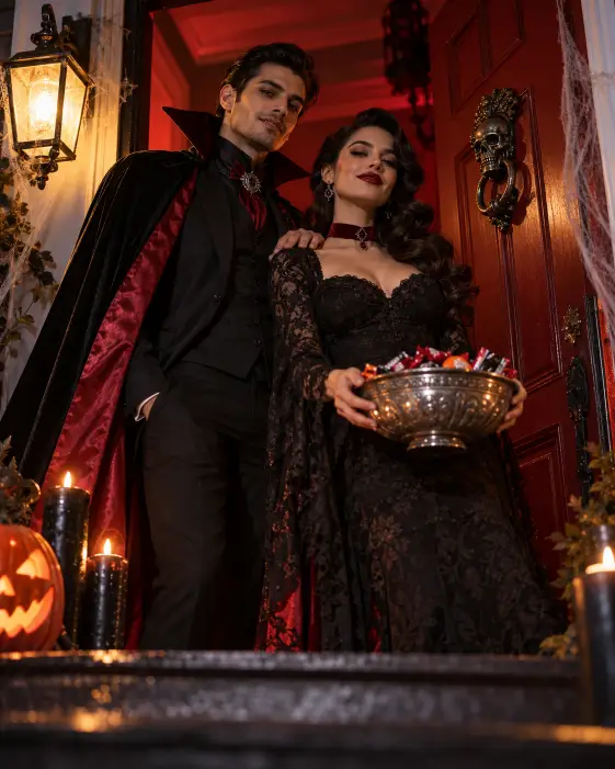 Vampire Couple at the Front Door