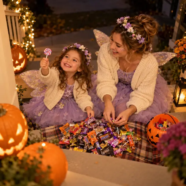 Mother and Daughter Counting Candy