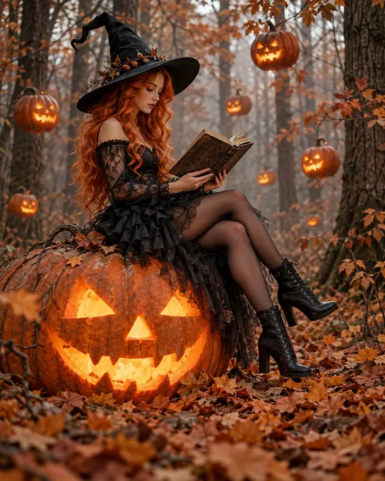 2. Sitting on a Giant Glowing Pumpkin