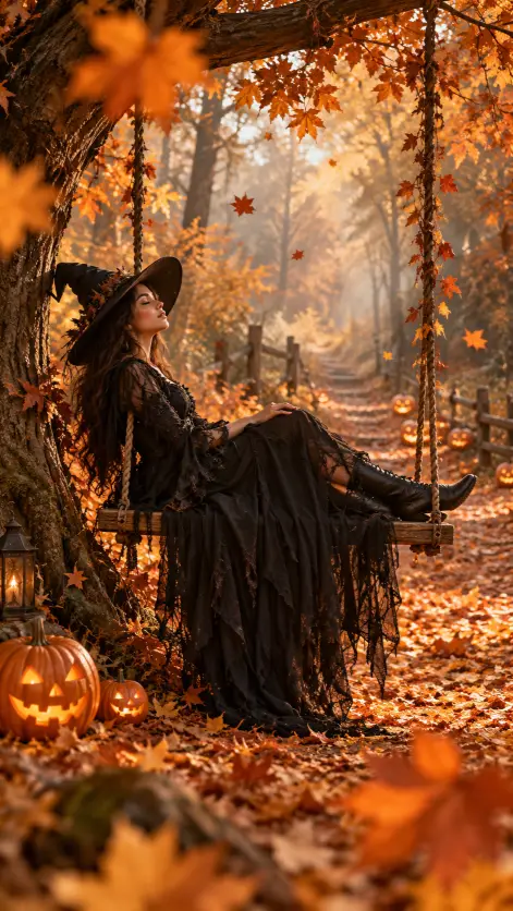 9. Lounging on an Autumn Swing